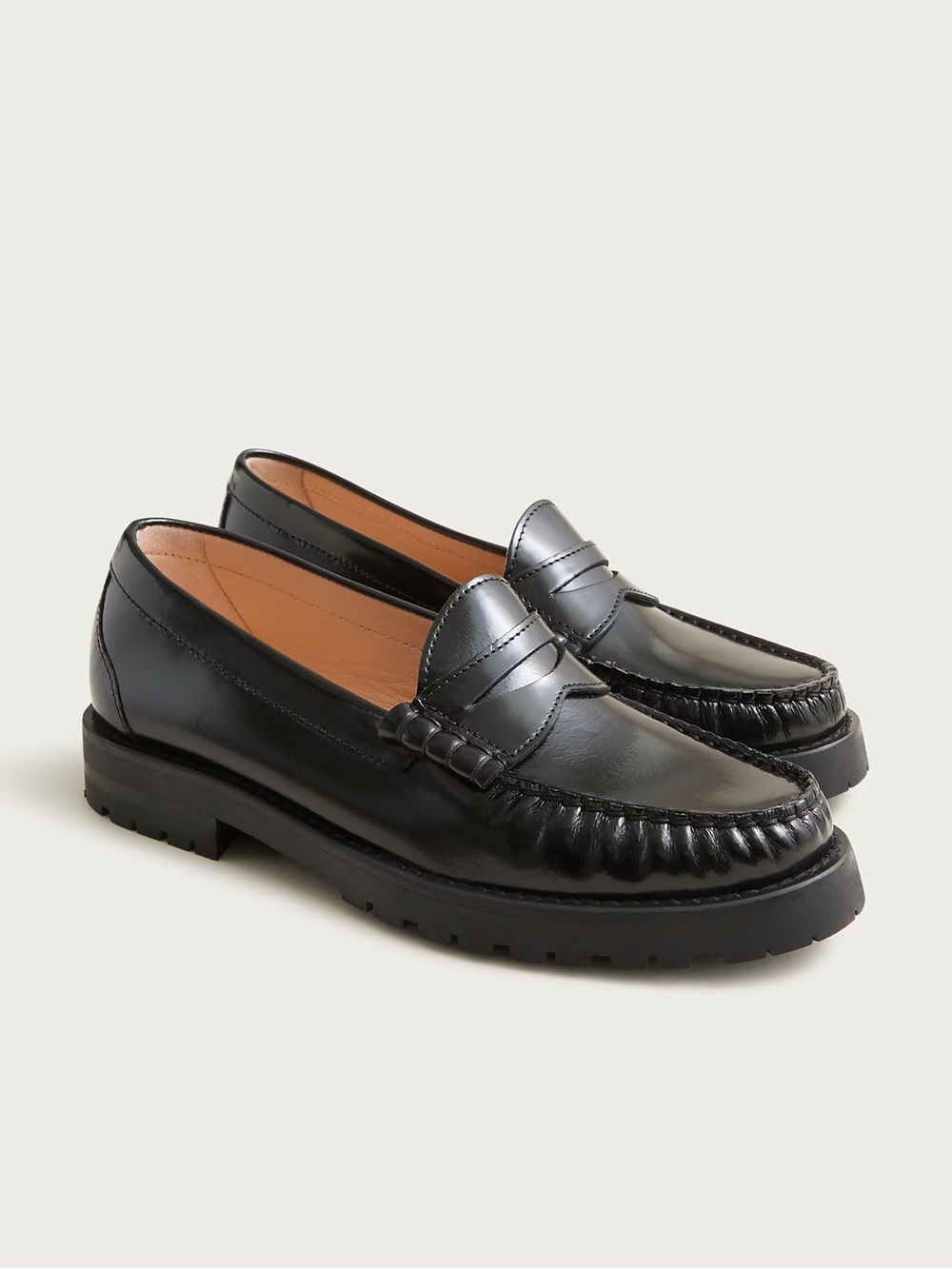 New J. Crew Black Leather Penny Loafers for Women